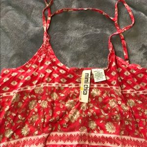 Mimi Chica. Pink straps shirt. Size Large.